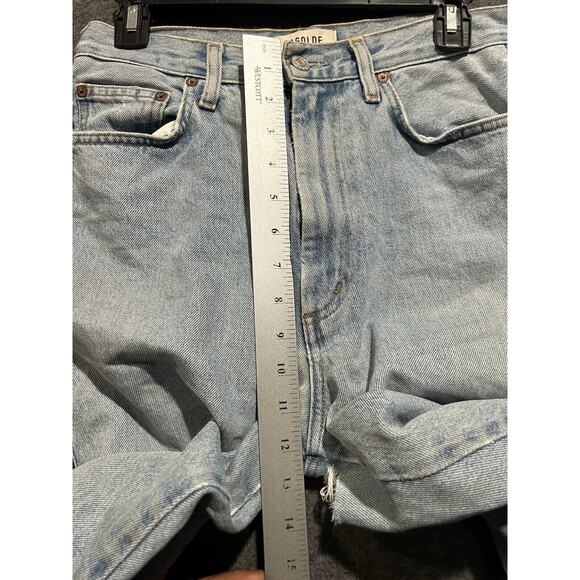 Agolde Womens Pinch Waist Jeans Size 27 Blue Straight Leg Distressed (see photo) - Picture 5 of 11